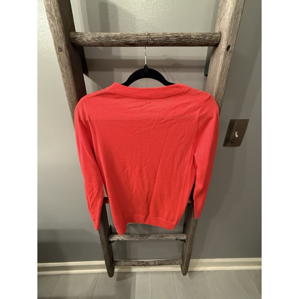 J. Crew Factory Coral Palm Tree Crewneck Sweater with Yellow Sun Accent - Picture 4 of 7